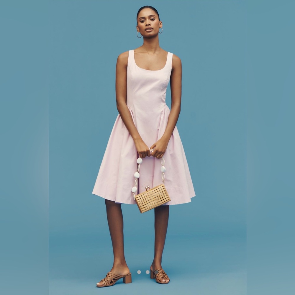 Anthropologie Sleeveless Scoop-Neck Basque-Waist Midi Dress